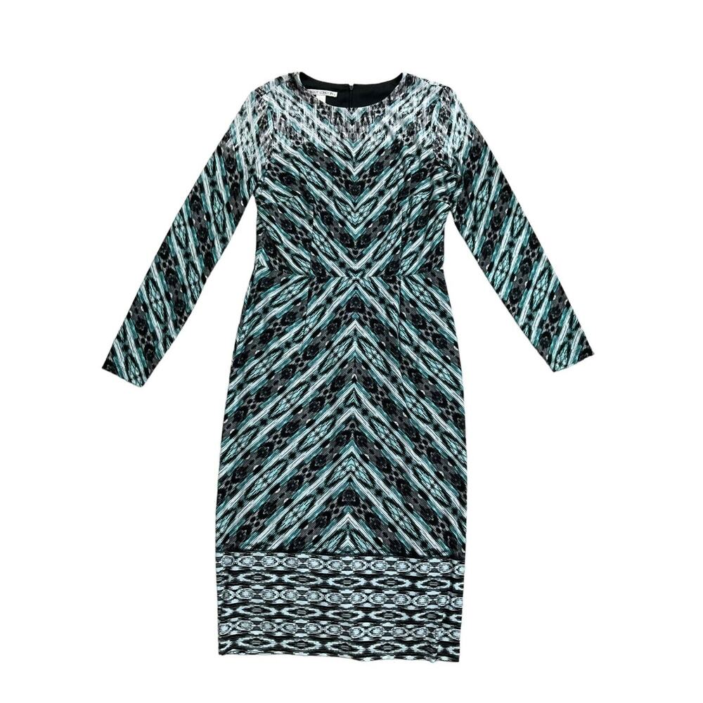 Maggy London Women Size 12 Long Sleeve Bodycon Dress‎ Multicolor (30-464)